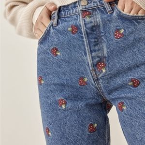 NWT Reformation mushroom embroidered jeans